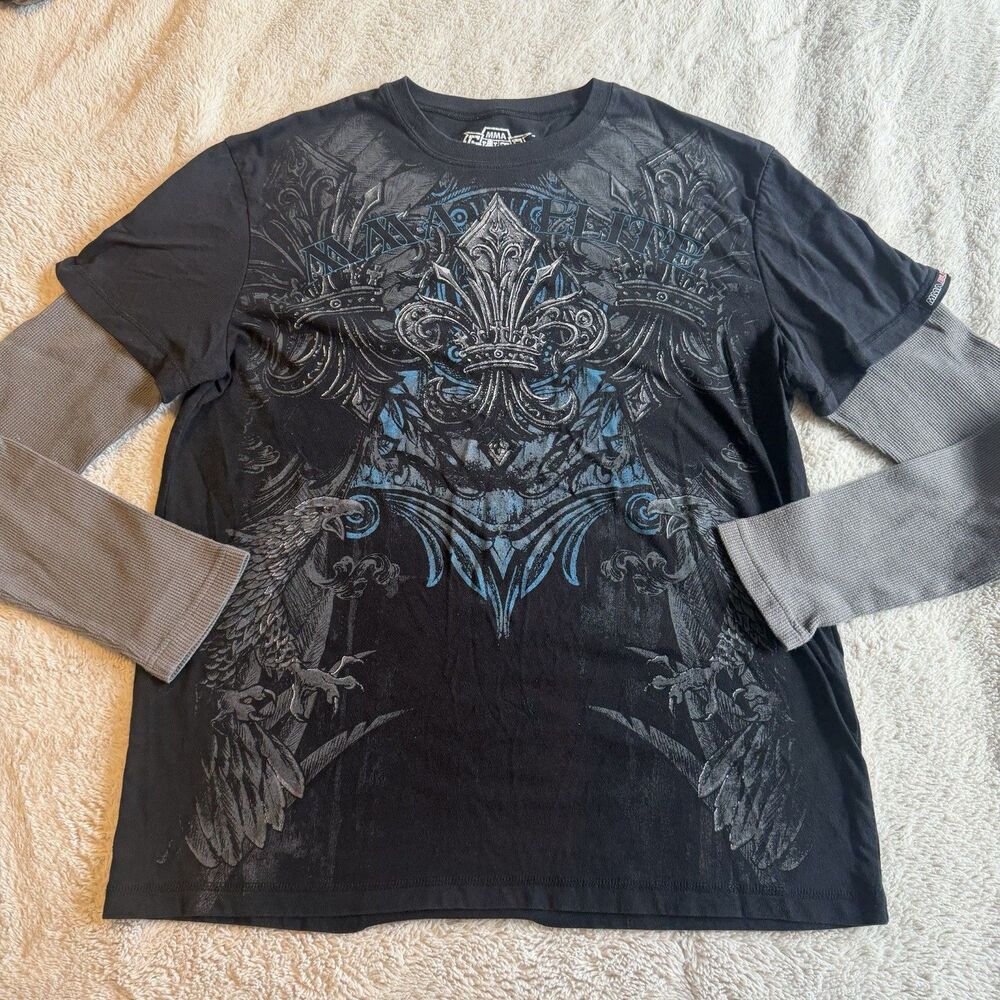 MMA Elite Boxing UFC Affliction Black X-Large Long-Sleeve T-Shirt Thermal Grunge